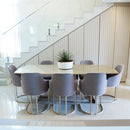 Mesa de Jantar Albany Champagne com Tampo de Vidro