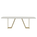 Mesa de Jantar Albany Champagne com Tampo de Vidro