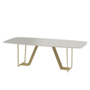 Mesa de Jantar Albany Champagne com Tampo de Vidro
