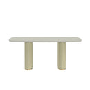 Mesa de Jantar Lintz com Tampo de Vidro Off-White