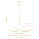 Lustre Pendente Yasmin 5 Lâmpadas Madelustre