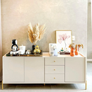 Buffet Jasper 184cm Off White Fosco com Dourado