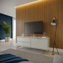 Rack Yves 135cm Off White com Dourado